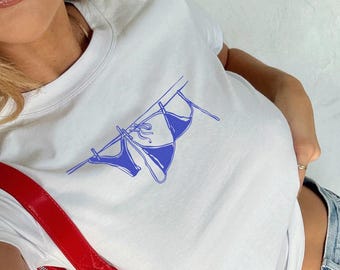Camiseta de bikini Y2K para bebé, camiseta coqueta y bonita, camiseta ligera de algodón inspirada en los años 90, camiseta con diseño gráfico de moda, top corto de verano