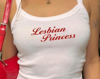 Lesbian Princess Tank Top, Aesthetic Gay Graphic Shirt, LGBTQ Bisexual Trendy Gift, Sapphic Queer Fashion Tee, WLW Femme Subtle Pride