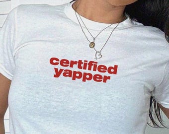 Zertifiziertes Yapper Baby Tee, lustiges Y2K Grafik Shirt, 90er 2000er Jahre TikTok Crop Top, Sommer Festival Outfit, Shirts die hart gehen