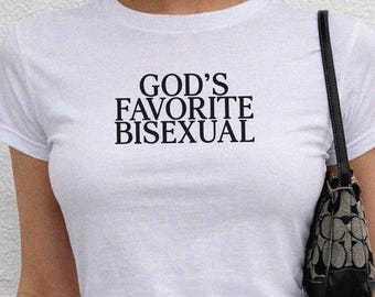 God's Favorite Bisexual Baby Tee, Aesthetic Gay Graphic Shirt, LGBTQ Bisexual Trendy Gift, Sapphic Queer Fashion, WLW Femme Subtle Pride