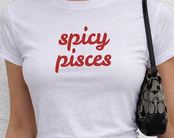 Camiseta infantil picante de Piscis, top corto con el signo zodiacal Y2K, camiseta de cumpleaños de moda para chicas it, regalo para Piscis, atuendo para festivales de verano, camisetas que dan caña