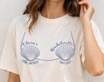 Camiseta personalizada para despedida de soltera en la playa, camisetas de sirena costera para despedidas de soltera, último brindis en la costa, último chapuzón, viaje de despedida de soltera, bikini y cóctel