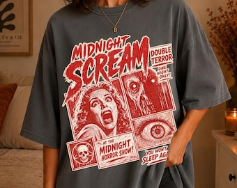 Halloween Shirt Comfort Colors®: Vintage Horror Show T-Shirt, Retro 90s Scary Movie Tee