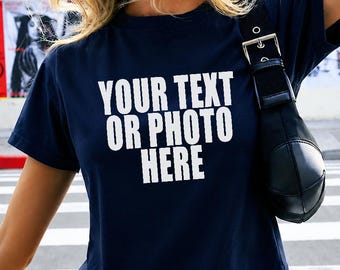 Custom Baby Tee, Custom Photo Baby Tee, Personalized Text Shirt, Custom Gift, Business Logo Shirt, Trendy Graphic Y2K Crop Top, Your Image