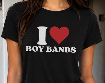 I Love Boy Bands Baby Tee, Concert Tour Shirt, Y2K Trendy Graphic Crop Top, Pop Music K-Pop, Rave Outfit, Music Lover Gift