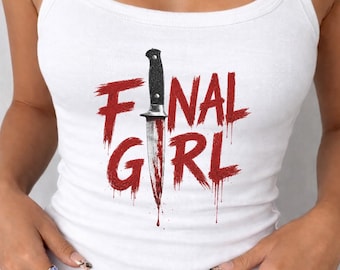 Final Girl Tank Top: Vintage Halloween Shirt, Retro 90s Horror Movie Y2K Crop Top