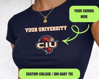 Camiseta personalizada con el logotipo de tu universidad para bebé, ropa personalizada de moda del año 2000, camiseta para el día del partido, regalo para una fiesta en la cama, regalo para una hermandad universitaria.