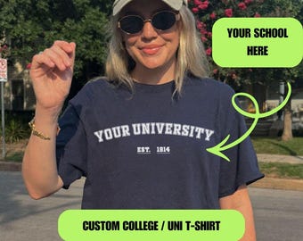 Camiseta universitaria personalizada, ropa de merchandising universitario, camiseta para el día del partido, camiseta Y2K moderna y personalizada, equipo de bebida, regalo para hermandad universitaria