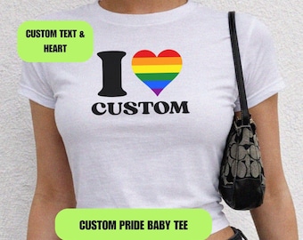 Custom Pride Baby Tee, Personalized Gay Lesbian Shirt, LGBTQ Bisexual Crop Top, Sapphic Queer Fashion Tee, WLW Femme Subtle Gift