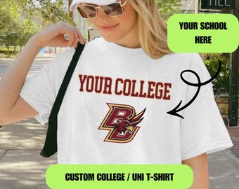 Camiseta personalizada con logo universitario, ropa universitaria moderna estilo Y2K personalizada, camiseta para el día del partido, regalo para fiesta en la cama, regalo para hermandad universitaria