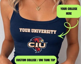 Camiseta sin mangas con el logotipo de tu universidad, camiseta personalizada de moda Y2K, ropa universitaria, camiseta para el día del partido, regalo para una fiesta en la cama, regalo para una hermandad.