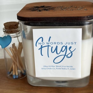 No Words Just Hugs Candle |Thinking of  You Gift |  Gift for Friend|Get Well Soon|Sympathy|Sending You A Hug|