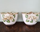 Ceramic Wall Planter, Wall Pockets, An Enterprise Exclusive 3D Flower Design, Shabby Chic, Cottage Decor, Hand Painted