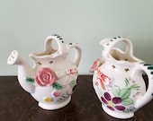 Ceramic Wall Pocket Tea Pot, Two Porcelain Wall Planters, Made In Japan, Cottage Decor, Tea Time
