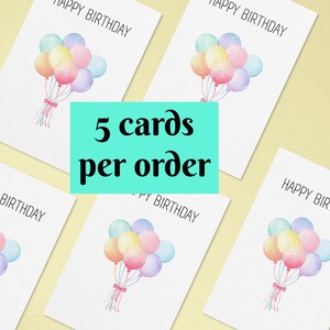 Birthday card, birthday card kids, Greeting card, cards, blank cards, watercolor balloons, balloons