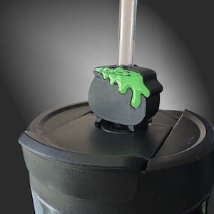 Witch Cauldron Straw Topper: 3D Printed Halloween Charm