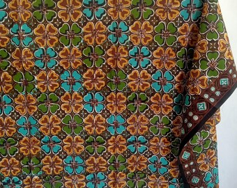 Indonesian Batik Fabric - Floral Print on Soft Dobby for Clothing and Crafting. Vibrant Colors