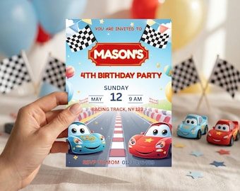 Cars Birthday Invitation Editable Template, Lightning McQueen Birthday Party Invite Card for Boy  (Digital)