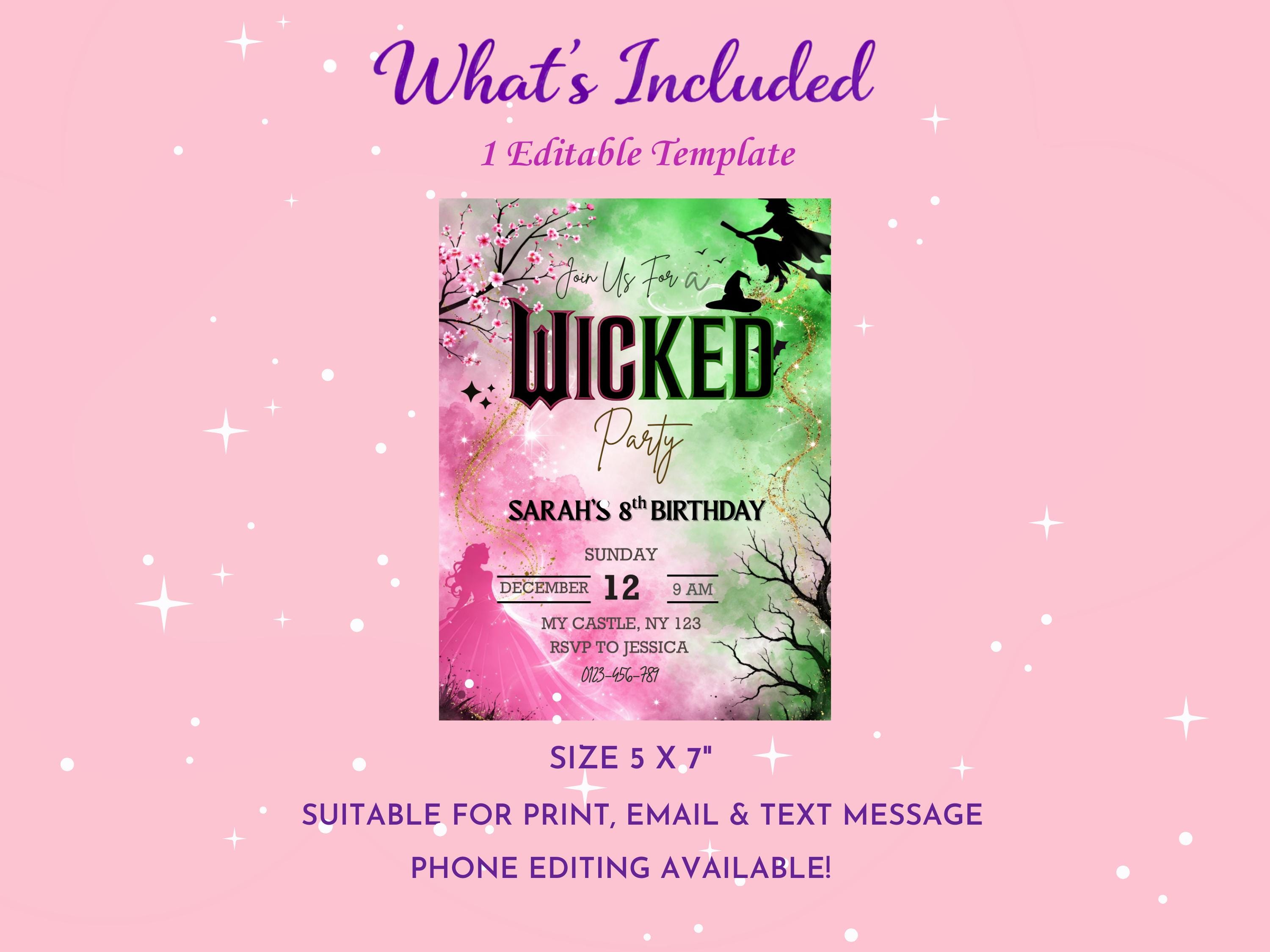 Downloadable Wicked Invitations Wicked Birthday Invitation, Editable Witch Themes Party Invite, Canva ...