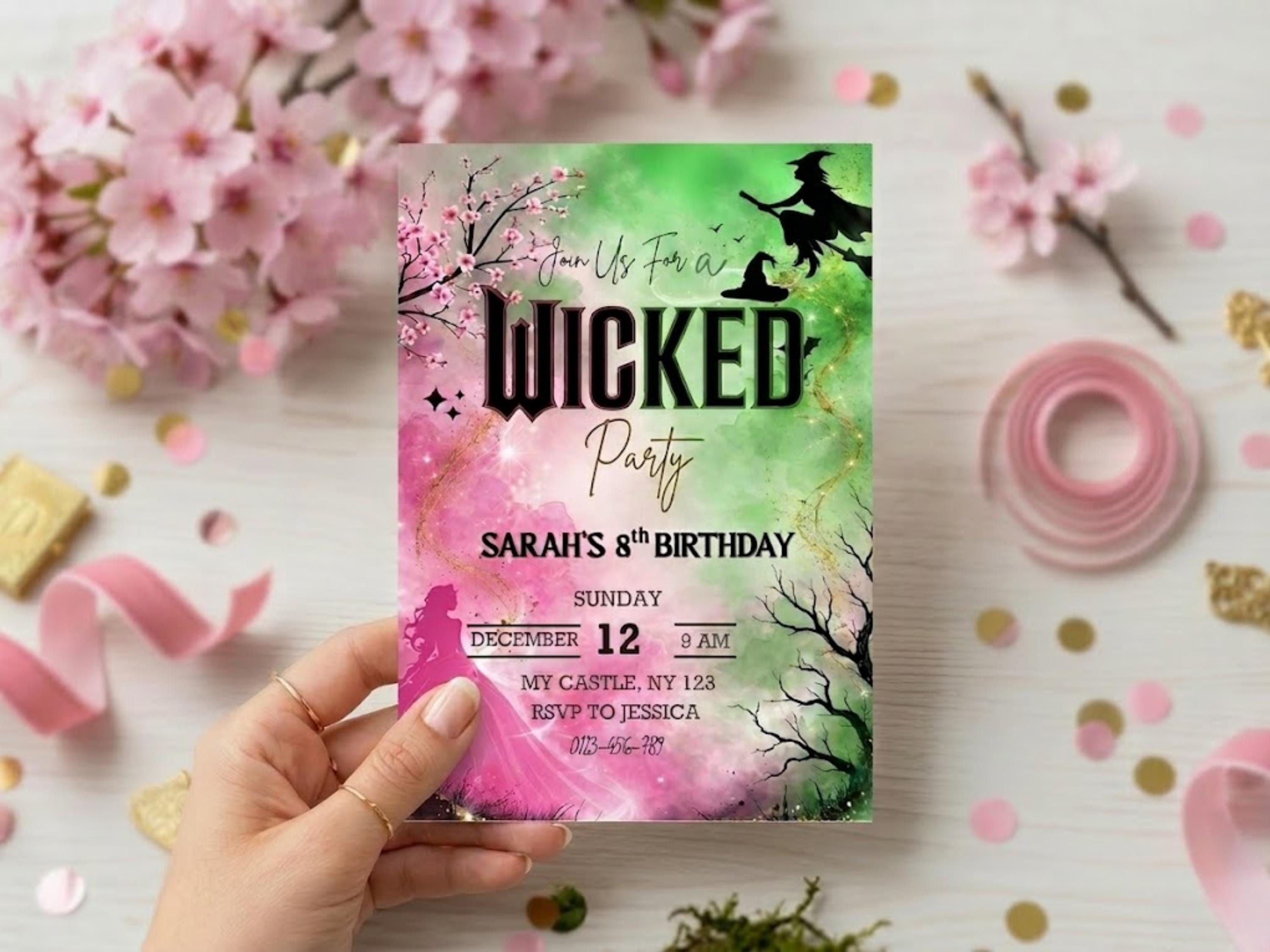 Downloadable Wicked Invitations Wicked Birthday Invitation, Editable Witch Themes Party Invite, Canva ...