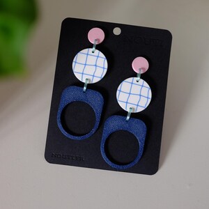 Boucles D'oreilles Vintage Cœur Bleu Turquoise - Style Rétro Années 70 - Fermoir Clip