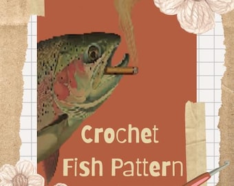 Patrón de manta de crochet de trucha: Tapiz de peces, C2C (patrón PDF)