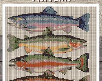 Patrón de manta de crochet de trucha: Tapiz, C2C (Patrón PDF)