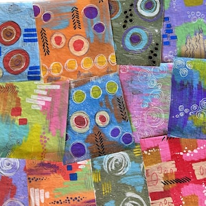 Collage Fodder, Hand Painted on Lightweight Deli Paper, 5X 6 inches (A26)