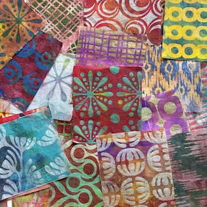 Painted Paper Pack for Collage Making, Mixed Media Art Journals, DIY Crafts, etc. Lightweight Deli Paper, hand-painted papers (A29)