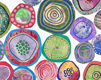 Handmade Collage Fodder - 15 PIECES - Bright Colors for Junk Journals, Mixed Media Art Journaling, Scrapbooking, Card Making, etc. (A39-21)