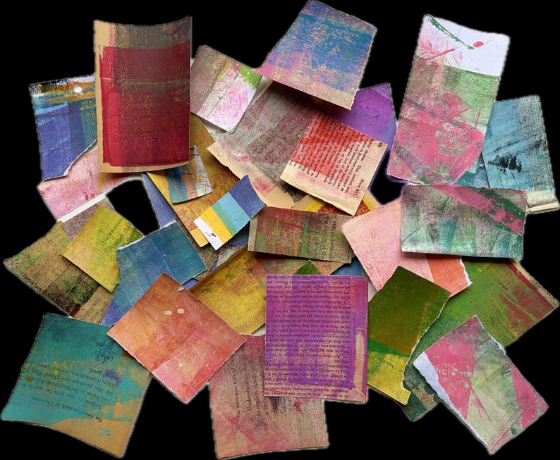 Painted Paper Scraps: Bright Colors Ephemera, Collage Fodder (A21) - Etsy