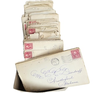 Cartas antiguas escritas a mano en sobres con matasellos y sellos de la década de 1930, ideales para diarios basura, material para collages, efímeras antiguas físicas