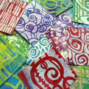 Colorful Collage Paper, Hand-Painted Lightweight Deli Paper in Bright Colors for Mixed Media Art, Decoupage, Paper Crafts (A18)