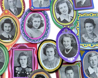 Altered Photos Collage Fodder, Hand Painted Vintage Yearbook Pictures (A39 yb)