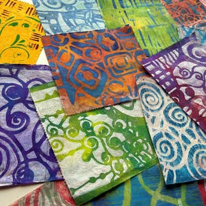 Papel collage colorido, papel ligero pintado a mano, colores brillantes para técnicas mixtas, decoupage, papel maché y manualidades (A18)