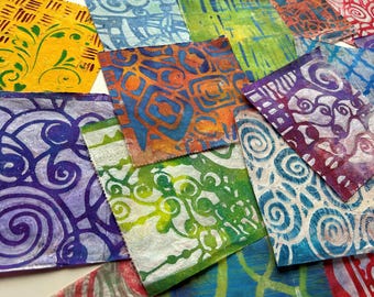 Colorful collage paper, Hand-Painted Lightweight Deli Paper, Bright Colors for Mixed Media Art, Decoupage,  Paper Mache, Paper Crafts (A18)