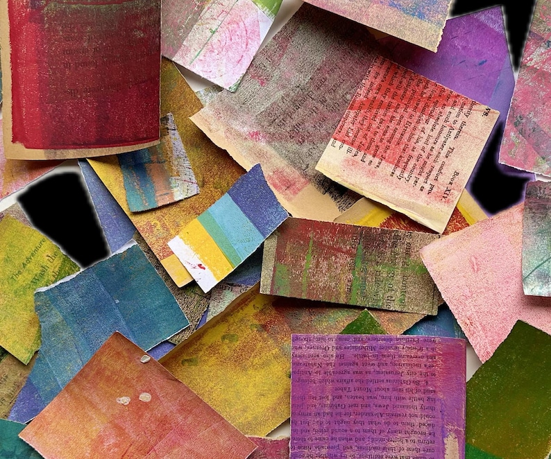 Painted Paper Scraps: Bright Colors Ephemera, Collage Fodder (A21) - Etsy