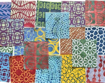 Painted Paper Pack for Collage Making, Mixed Media Art Journals, DIY Crafts, etc. Lightweight Deli Paper, hand-painted papers (A51)
