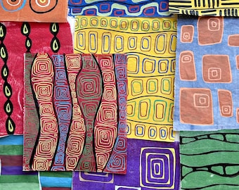 Hand Painted Deli Paper, 10 Sheets of Mixed Media Art Collage Fodder, Art Journaling (A16)