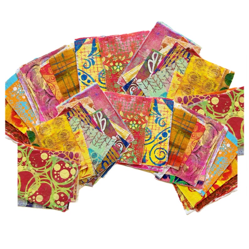 Warm Colors Collage Paper 5 Packs, Handpainted Lightweight Deli Paper