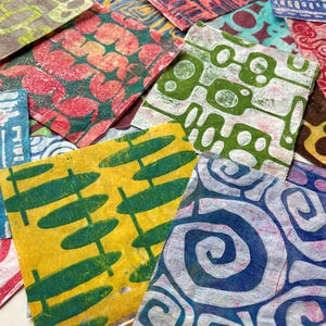 Collage Paper Pack, Painted Abstract Sheets for Mixed Media Art, Creative Journals, DIY Crafts. Lightweight Deli Paper, hand-painted (A48)