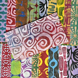Impresiones Gelli de mayor tamaño sobre papel Deli de 6 x 10, papel ligero para collage, hojas abstractas pintadas para arte en técnica mixta, diarios creativos (B28)
