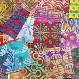 Paquete de papel para collage, hojas abstractas pintadas para arte con técnicas mixtas, diarios creativos y manualidades. Papel ligero para charcutería, pintado a mano (B19)