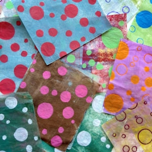 Impressões de bolinhas Gelli em papel Deli, papel de colagem pintado à mão, papel de arte leve para revistas de arte de mídia mista, etc. (B20)