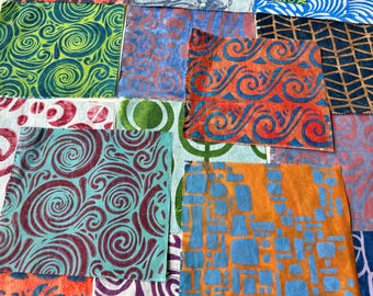 Handmade Gelli Prints on Deli Sheets, Lightweight Collage Paper, 5 x 6 inches  (B12)