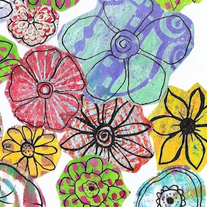Uitgesneden bloemen collagevoer handgemaakt van lichtgewicht delipapier en acrylverf voor artjournaling, mixed mediakunst, decoupage (A39)