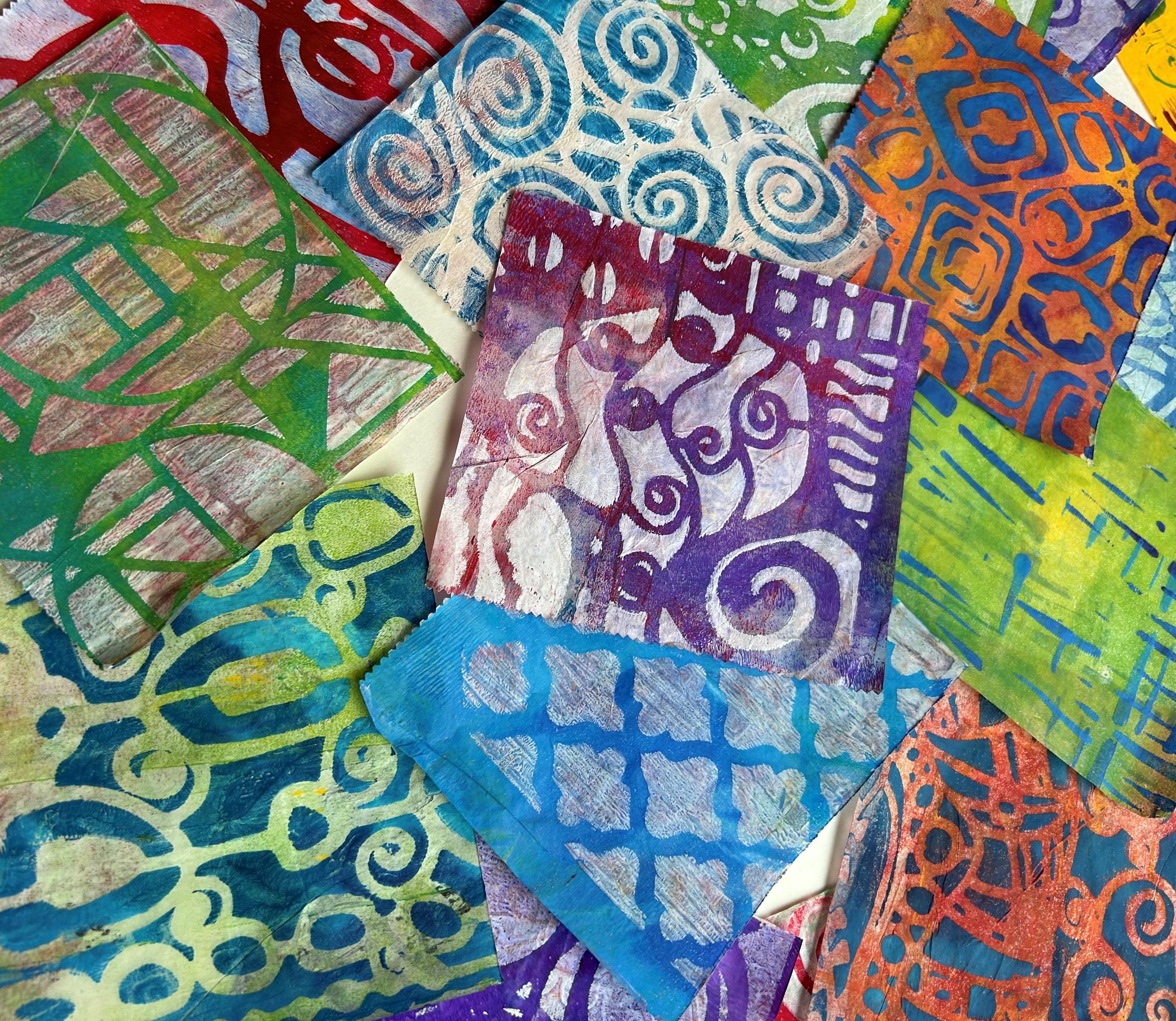 Curated visual reference: Picture Idea: Colorful Collage Paper Hand Painted Lightweight Deli Paper In Bright