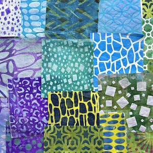 Coole kleuren collagepapierverpakkingen, handgeschilderd lichtgewicht delipapier voor mixed mediakunst, decoupage, papierkunst (A22)