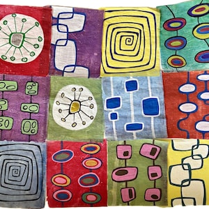 Mid-Century Modern Collage Paper: Handmade Painted Deli Paper for Art  Journals (A49)