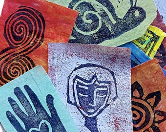 Mini Scrap Pack - 20 PIECES - Small Handmade Ephemera pieces Collage Paper for Art Journaling, Mixed Media Art, Paper Crafts, etc. (A41 b)